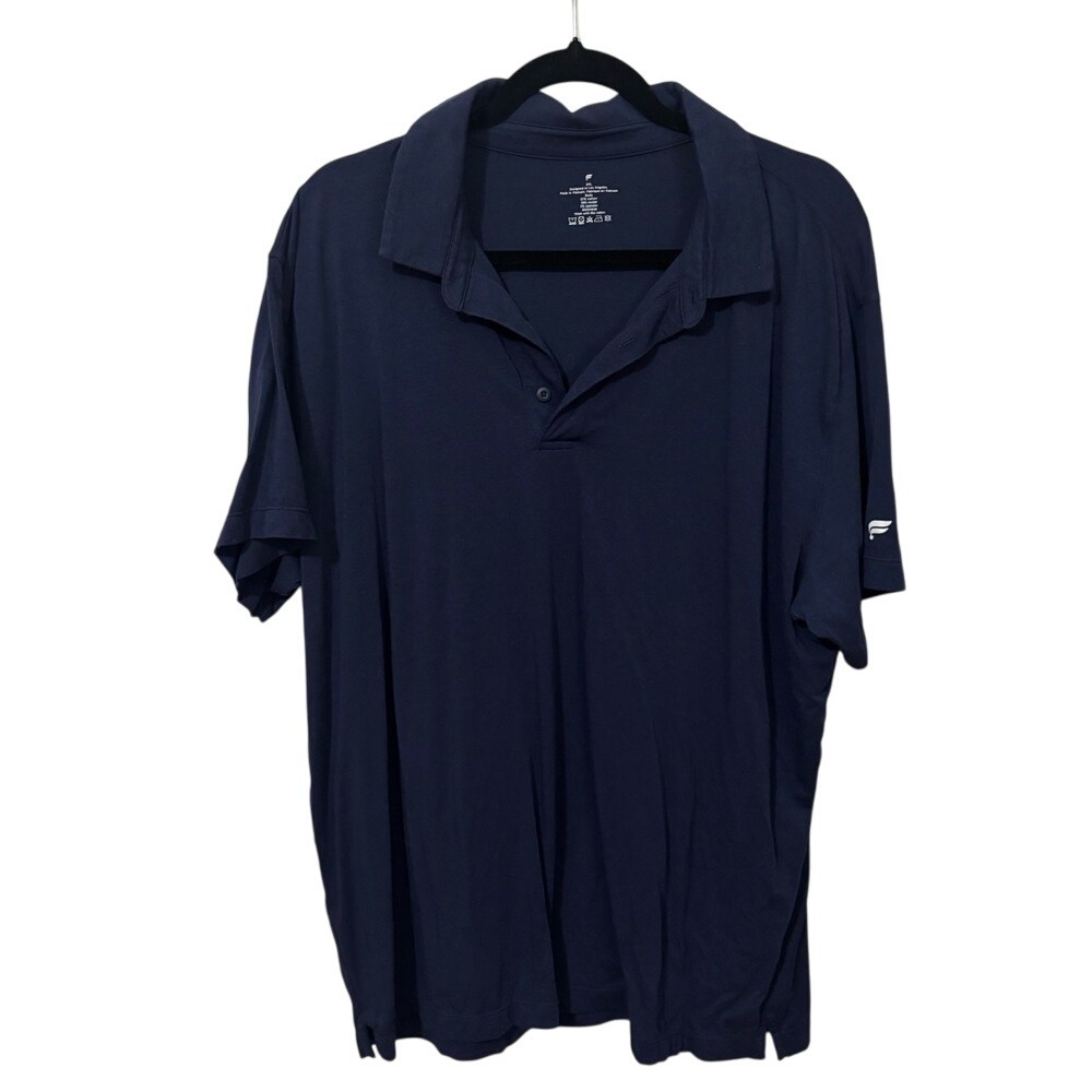 Fabletics The Training Day Polo Deep Navy‎ Blue Short Sleeve Collared